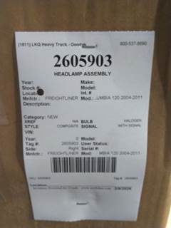 Freightliner COLUMBIA 120 2004-2011 Right Headlight Assembly