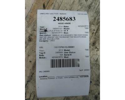 Kenworth T680 Hood Hinge