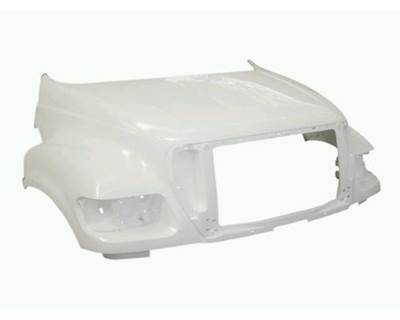 2010-2015 Ford F-650/F-750 Fiberglass Hood, Unpainted, with Hinges Cross Bar 37 1/2" CL