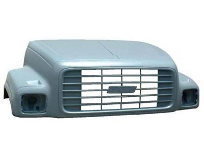 1995-2002 GMC C7500 Fiberglass Hood SFA with Grille, 42 1/4" Centerline