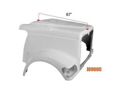 International 9900IX Hood, Set Forward Axle, 130 BBC, 68.5" Centerline, with Breathers