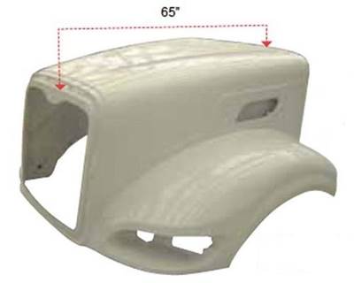 Peterbilt 386 Hood 2006 and Up, 126 BBC, 65" Centerline, Split Fender