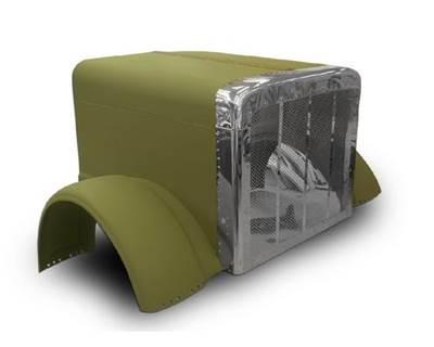 Peterbilt 388/389 Short 123" BBC Aluminum Hood w/ Stainless Grille & Fiberglass Fenders