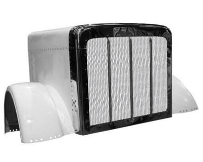 2007-2015 Peterbilt 388 Premium Fiberglass Hood with Stainless Steel Grille, 65" Centerline