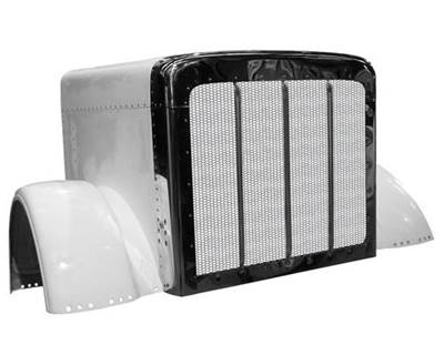 2007-2015 Peterbilt 388 Premium Fiberglass Hood with Stainless Steel Grille, 65" Centerline