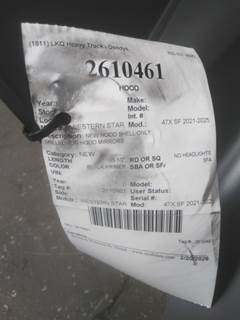 Western Star 47X SF 2021-2025 Hood Shell, Drilled for Hood Mirrors