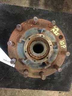 10 HOLE HUB PILOTED,HAS ABS RING, CAST, WEBB 2530, 18 TO 20 K, FRONT HUB, 6 BOLT