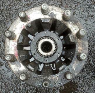 S12J0079, USED STEER AXLE HUB ASSEMBLY, LEFT, 10 LUG BUDD, ABS, ALUM 