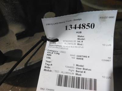 10 HOLE BUD RH STUD
8 STUG AXLE 5/8 STUD 