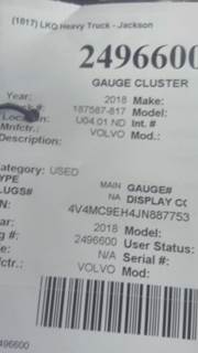 Volvo VNM Instrument Panel Cluster