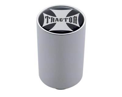 Chrome Aluminum 3 Inch Air Valve Knob with Glossy Tractor Cross Sticker, Black