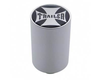 Chrome Aluminum 3" Air Valve Knob with Glossy Trailer Cross Sticker, Black