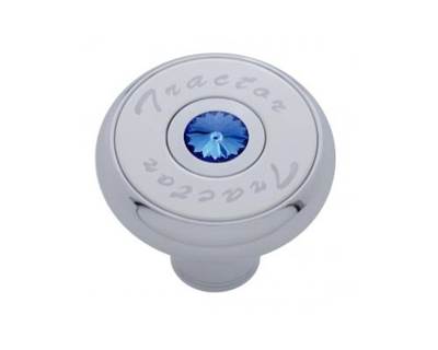 Universal Chrome Deluxe Air Valve Knob with Stainless Steel Tractor Plaque & Diamond, Blue