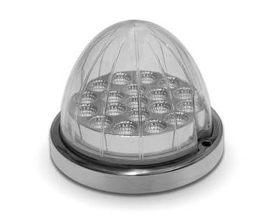 Universal Clear Amber Watermelon LED Marker with Reflector Cup & Lock Ring, 19 Diodes