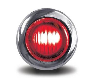 Universal Mini Button 3/4" Red Round Marker LED Light with Chrome Bezel & Grommet