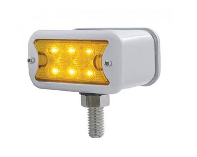 Universal Dual Function Double Face T-Mount LED Light, Amber/Red Lens, Chrome Bezel