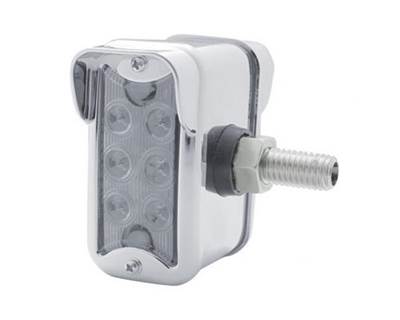 Universal Dual Function Double Face T-Mount LED Light, Chrome Bezel, Amber/Red, Clear Lens