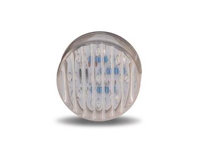 Clear 2 Inch Round Ribbed Red LED Marker Light (9 Diodes)