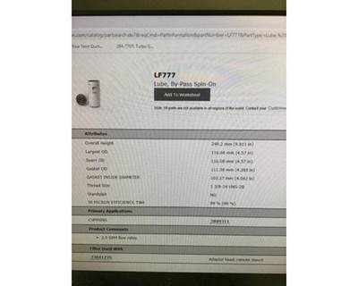 Cummins Filter NL310, Part # LF777