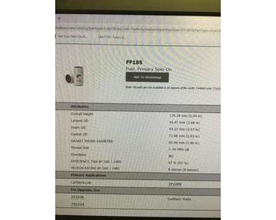 Cummins Fuel Filter 8 Micron, Part # FF185