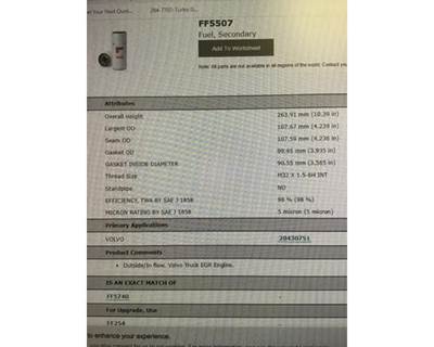 Fuel Filter, Part # FF5507