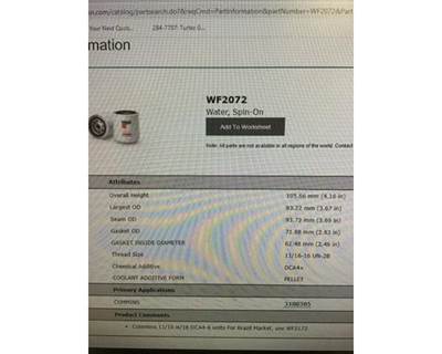 Filter, Part # WF2072