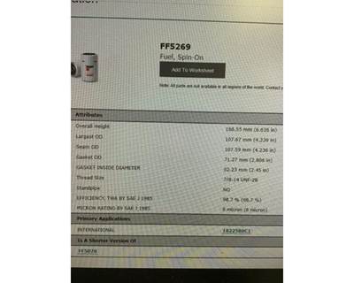 Filter, Part # FF5269