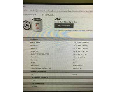 Filter, Part # LF651