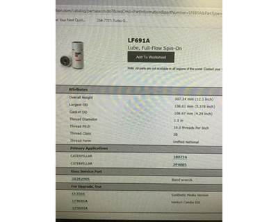 Filter, Part # LF691A