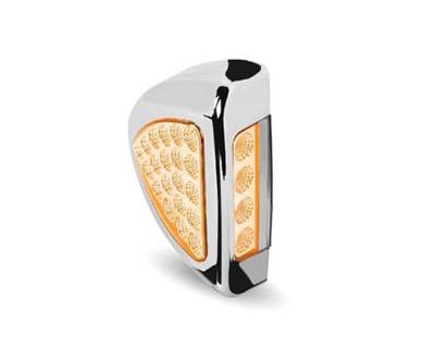 Peterbilt Amber LED Turn Signal & Marker Side Headlight with Chrome Bezel