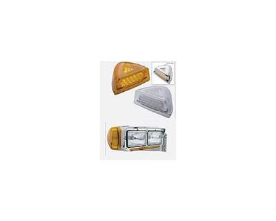 Peterbilt 379 37 Amber LED Front Turn Signal Light w/ Chrome Base, Amber Lens