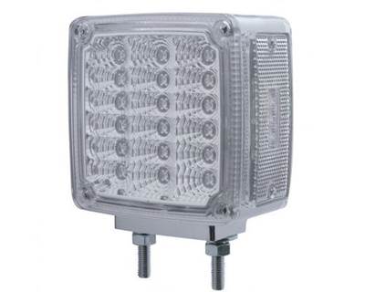 Universal Square Double Face 39-LED Turn Signal, Left Side, Clear Lens, Chrome Housing
