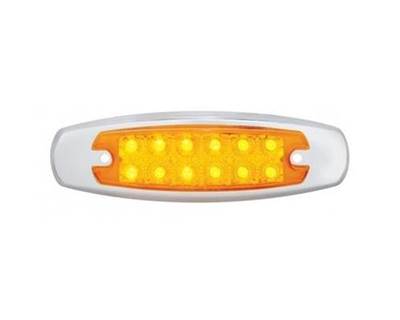 Peterbilt 12 Amber LED Clearance/Marker Light with Chrome Steel Bezel, Amber Lens