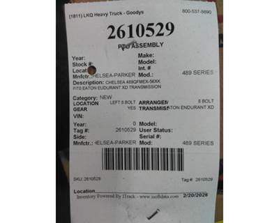 Chelsea 489QFMEX-56XK PTO, Fits Eaton Eudurant XD Transmission