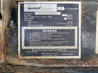 USED MILLER INDUSTRIES 21 FT.HYDRAULIC STEEL ROLL BACK CAR CARRIER WITH RAMSEY