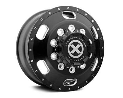 INDY STYLE- SATIN BLACK MILLED- FRONT- 22.5D X 8.25W- BOLT PATTERN 10 X 285.75-