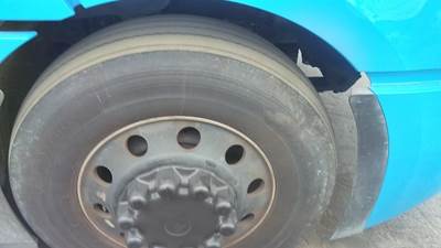 A SET OF 2  FRT WHEELS AND TIRES
OUTSIDE WHEELS BLACK
TIRES LOW PRO 275 80