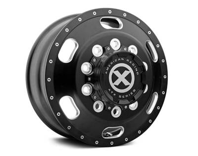 INDY STYLE- SATIN BLACK MILLED- FRONT- 22.5D X 8.25W- BOLT PATTERN 10 X 285.75-