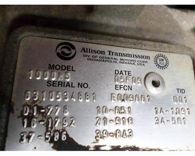 Allison 1000 HS Transmission for a Allison 1000HS