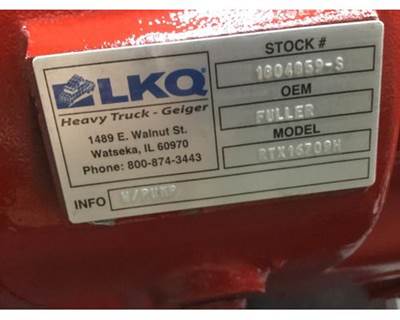 Fuller RTX16709H Transmission