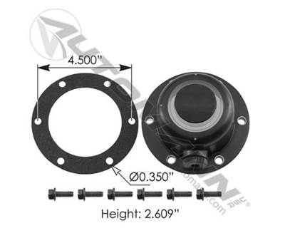 Universal Oil Fill Steer Axle Hubcap 6 Bolt, 4.500" Bolt Circle, 2.609" Height