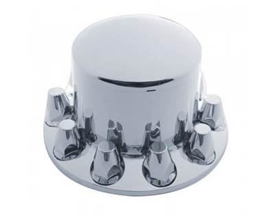 Universal Chrome Plastic Rear Axle Cover with Removable Hub Cap, 33MM Thread-On Nut Cover