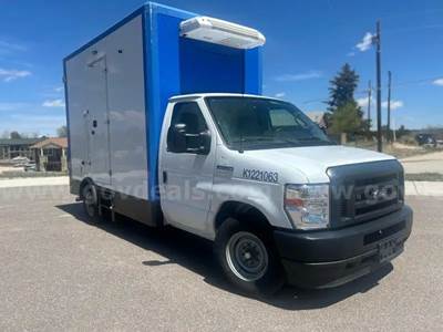 2023 Ford E-350 refrigerated box truck.  Former grocery delivery vehicle