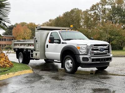Ford F-450 11-Foot Dump Truck with Storage Compartments and Beacon