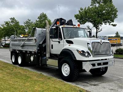 International WorkStar 7600 18-Speed 16 Foot Dump Truck with HIAB Crane