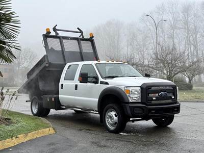 Ford F-550 Super Duty 4x4 Crew Cab Flat Deck with Hydraulic Dump
