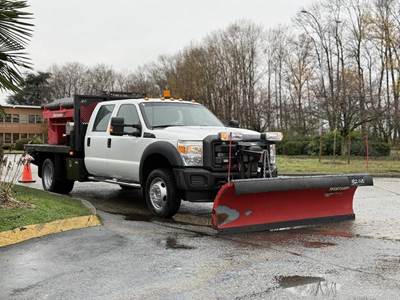 Ford F-550 Crew Cab 9-Foot Flat Deck Dump Truck with Plow and Sander