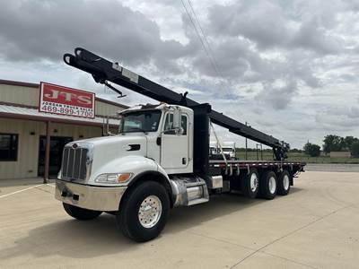 Peterbilt 348 Tri Axle 28 ft Flatbed Truck - 350HP, 6 Speed Allison Rds Automatic