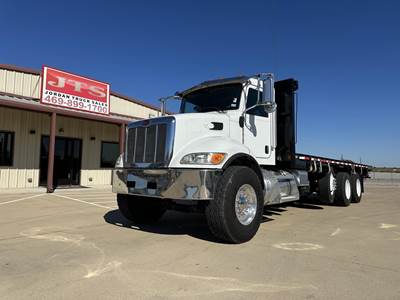 Peterbilt 348 Tri Axle 28 ft Flatbed Truck - 350HP, 6 Speed Allison Rds Automatic