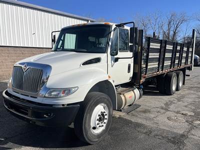 International DuraStar 4400 Tandem Axle Stake Bed Truck - 260HP, 6 Speed Allison Rds Automatic
